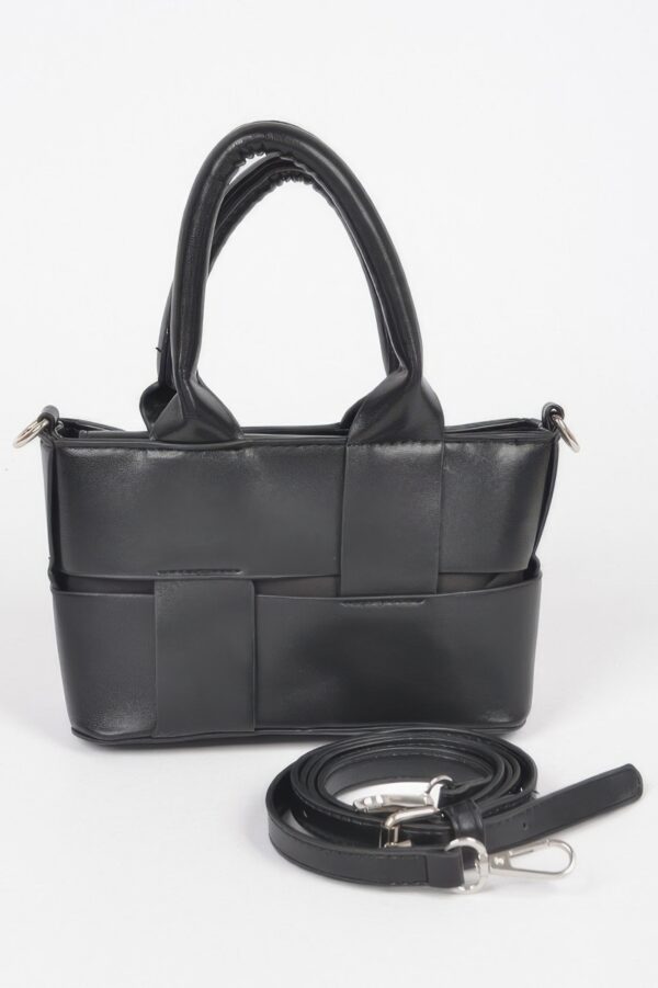 Braided Faux Leather Mini Tote Bag