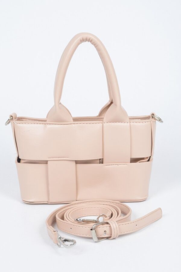 Braided Faux Leather Mini Tote Bag