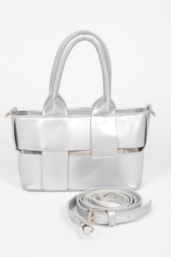 Braided Faux Leather Mini Tote Bag