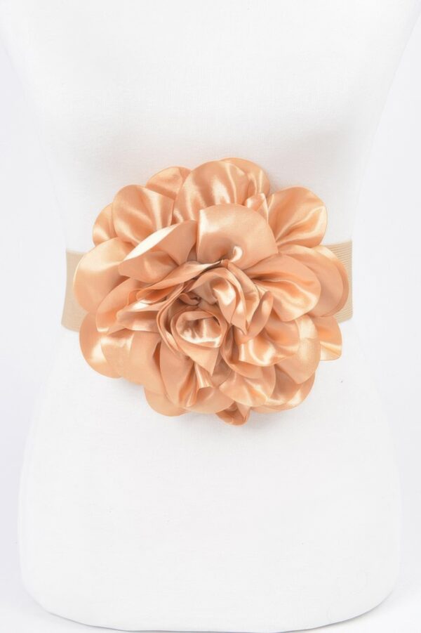 Satin Oversized Flower Elastic Waist Belt