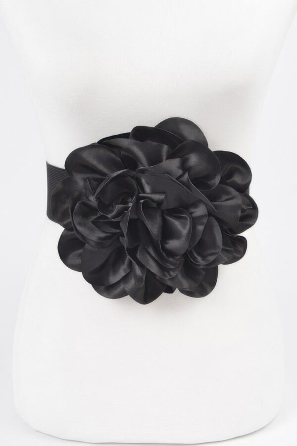 Satin Oversized Flower Elastic Waist Belt