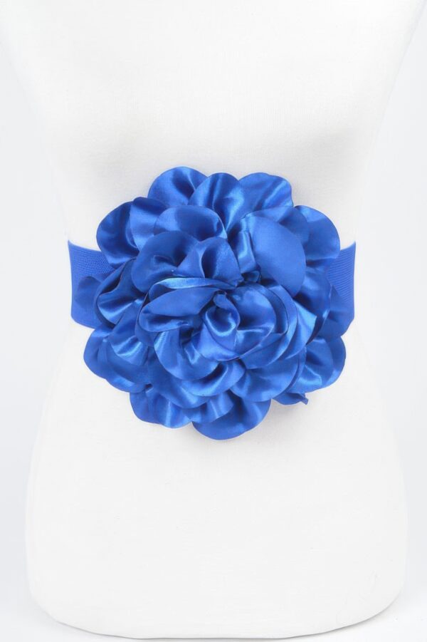 Satin Oversized Flower Elastic Waist Belt