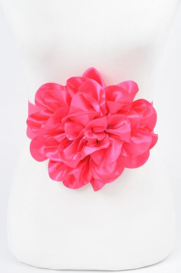 Satin Oversized Flower Elastic Waist Belt