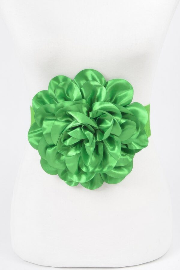 Satin Oversized Flower Elastic Waist Belt