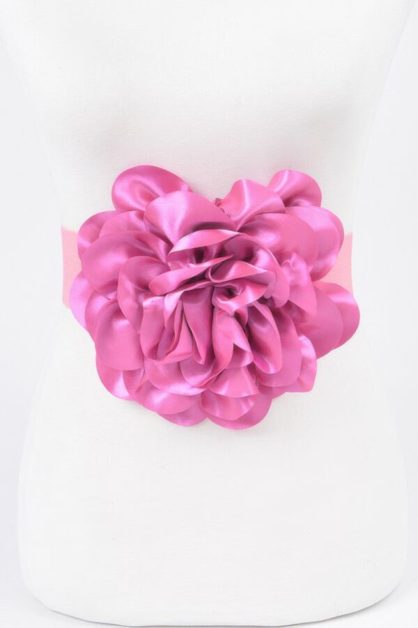 Satin Oversized Flower Elastic Waist Belt