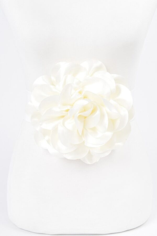 Satin Oversized Flower Elastic Waist Belt