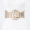Metallic Faux Leather Wide Elastic Waist Belt