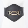 Faux Leather Wide Elastic Belt – PU Panel Waistband