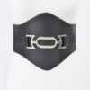 Faux Leather Wide Elastic Belt – PU Panel Waistband