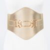 Faux Leather Wide Elastic Belt – PU Panel Waistband