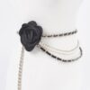 Two-Flower Multi-Layered Chain Belt – PU Floral Accents