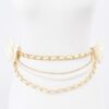 Two-Flower Multi-Layered Chain Belt – PU Floral Accents