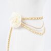 Two-Flower Multi-Layered Chain Belt – PU Floral Accents