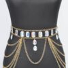 Layered Metal Chain Belt with Acrylic Stone