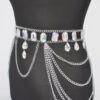 Layered Metal Chain Belt with Acrylic Stone