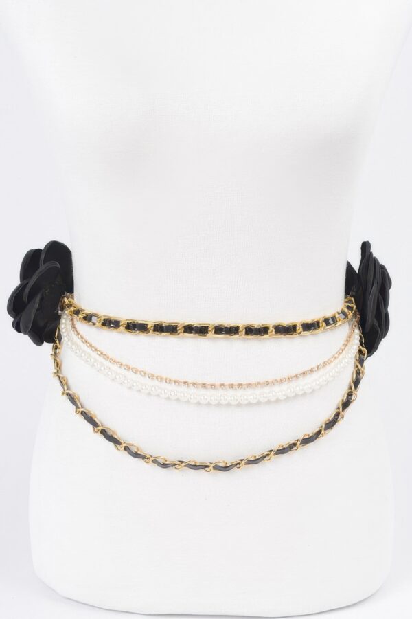 Two Flowers Multi-Layered Plus-Size Chain Belt