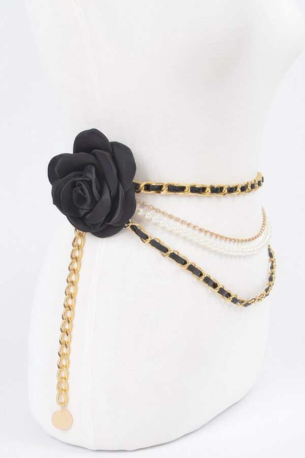 Two Flowers Multi-Layered Plus-Size Chain Belt