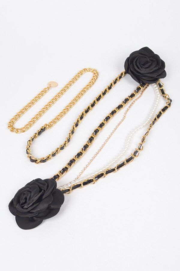 Two Flowers Multi-Layered Plus-Size Chain Belt