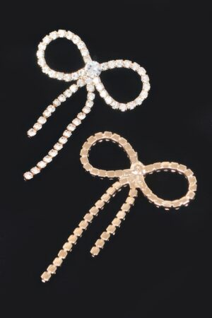Rhinestone Ribbon Drop Earrings – Mid-Length Sparkle
