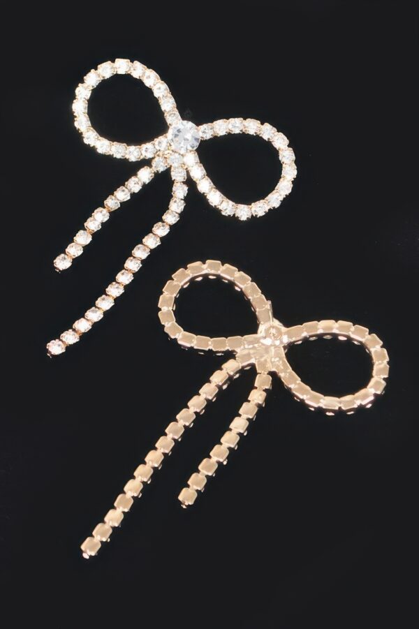 Rhinestone Ribbon Drop Earrings – Mid-Length Sparkle