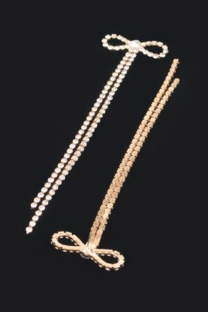 Rhinestone Ribbon Drop Earrings – Extra-Long Bow