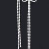 Rhinestone Ribbon Drop Earrings – Extra-Long Bow