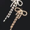 Rhinestone Ribbon Drop Earrings – Mid-Length