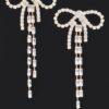Rhinestone Ribbon Drop Earrings – Mid-Length