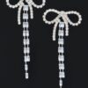 Rhinestone Ribbon Drop Earrings – Mid-Length