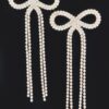 Rhinestone Ribbon Drop Earrings – Bow Accent