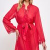 Vivian Chiffon Lace Robe with Satin Tie
