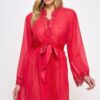Vivian Chiffon Lace Robe with Satin Tie