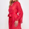Vivian Chiffon Lace Robe with Satin Tie