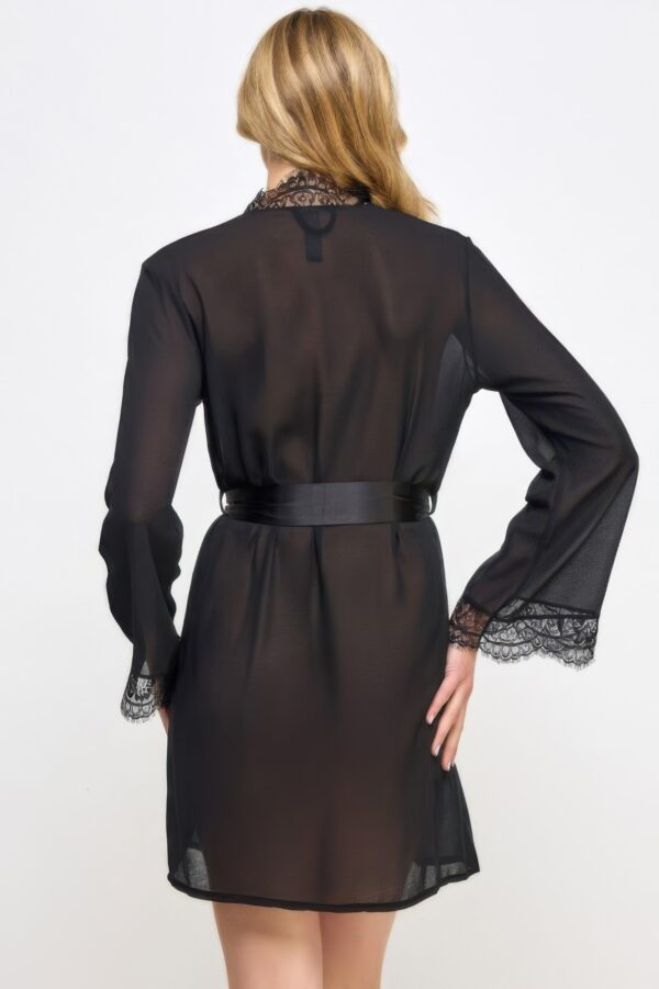 Vivian Chiffon Lace Robe with Satin Tie