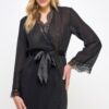 Vivian Chiffon Lace Robe with Satin Tie