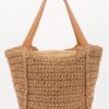 Structured Faux Straw Tote with Ribbon Bow
