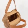 Structured Faux Straw Tote with Ribbon Bow