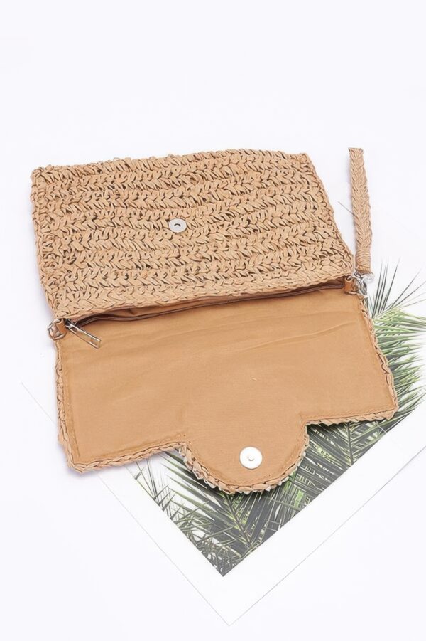 Faux Straw Multi-Shell Front Flap Clutch