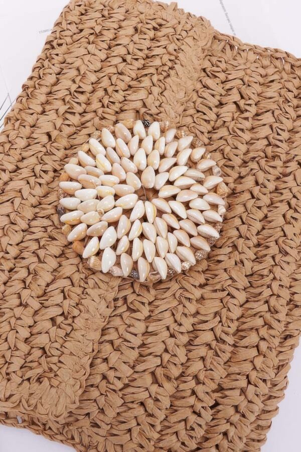 Faux Straw Multi-Shell Front Flap Clutch