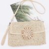 Faux Straw Multi-Shell Front Flap Clutch