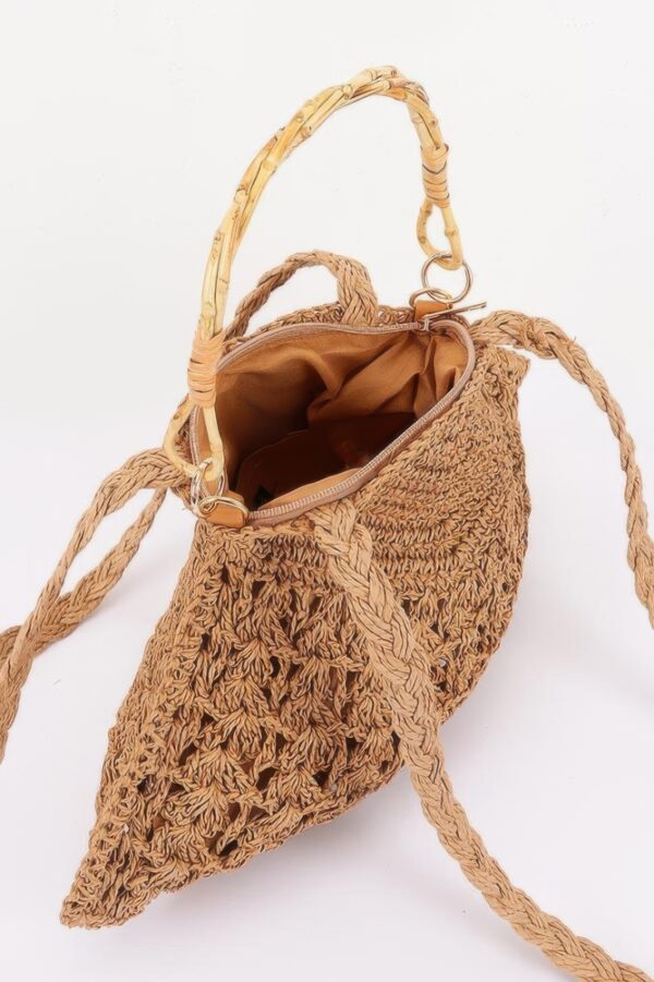 Faux Straw Tote with Bamboo Handle – Braided Strap