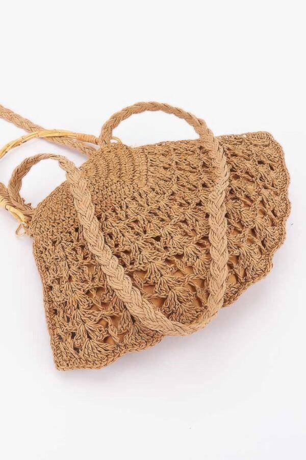Faux Straw Tote with Bamboo Handle – Braided Strap