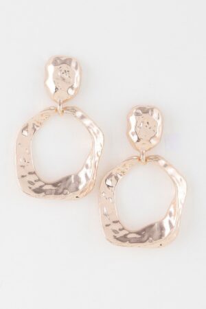 Open Disc Drop Earrings – Double Hammered Texture