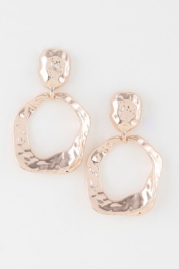 Open Disc Drop Earrings – Double Hammered Texture