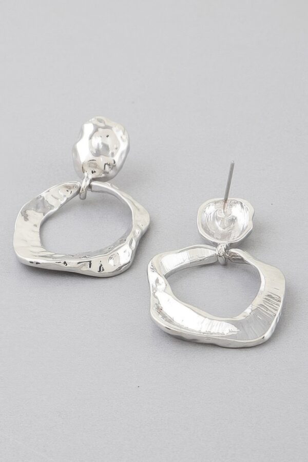 Open Disc Drop Earrings – Double Hammered Texture