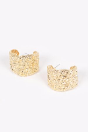 Vintage Brushed Metal Earrings – Organic Shape