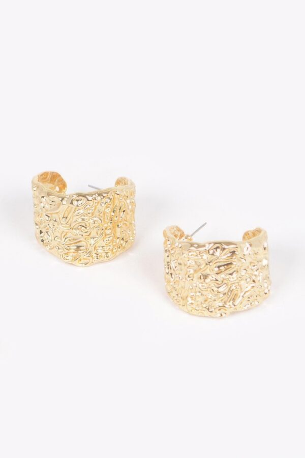 Vintage Brushed Metal Earrings – Organic Shape