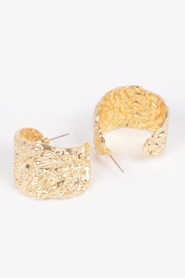 Vintage Brushed Metal Earrings – Organic Shape