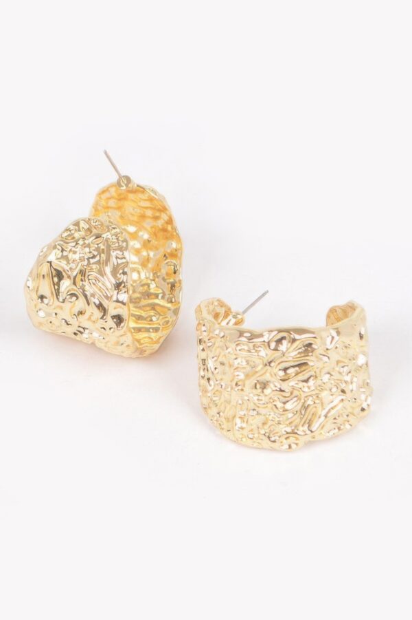 Vintage Brushed Metal Earrings – Organic Shape