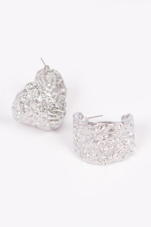 Vintage Brushed Metal Earrings – Organic Shape